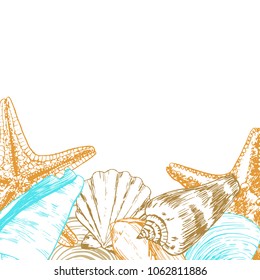 Shells & stones is a set of illustrations drawn by ink and pen. For your design, posters, postcards, invitations, menus, weddings and more.