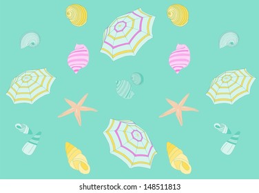 Shells and sun umbrellas