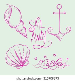 Shells, water, and anchor with accents