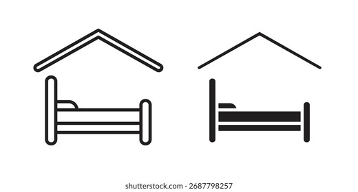 Conjunto de Vector simple de iconos de camas de refugio. conjunto de símbolos de signos de logotipo