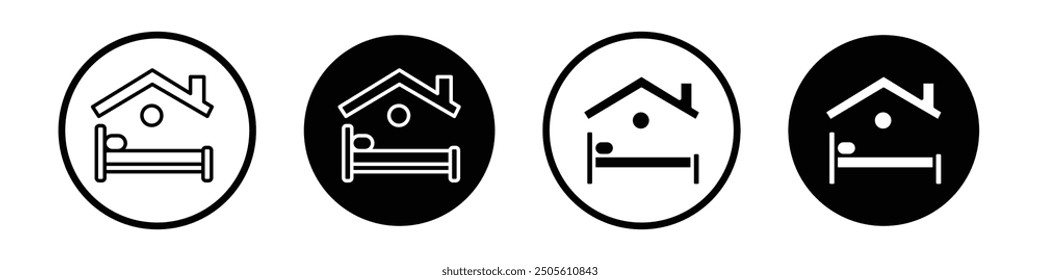 Shelter beds vector icon set black filled and outlined style.