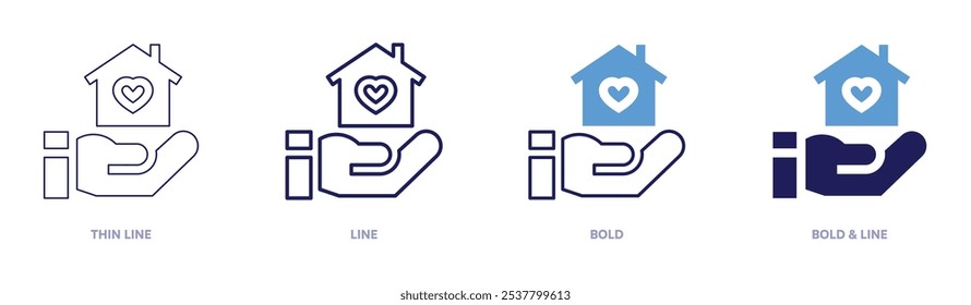 Shelter icon in 4 different styles. Thin Line, Line, Bold, and Bold Line. Duotone style. Editable stroke.