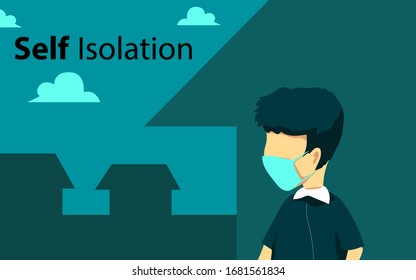 shelter in place. pandemic of coronavirus and social distancing. staying at home with self quarantine to stop outbreak and protect virus spread. older wearing medical mask and self isolation in home.