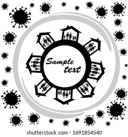 shelter in place. staying at home with self quarantine to help slow outbreak and protect virus spread. Corona Virus prevention ilustration of corona virus. Concept of Icon of Stopping 