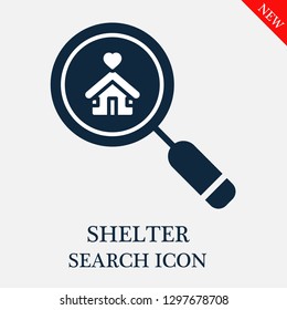 Shelter search icon. Editable Shelter search icon for web or mobile.