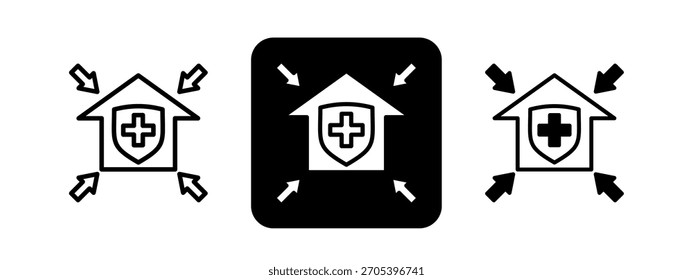 Shelter Conjunto de Ilustración vectorial de dibujo de línea negra y color sólido