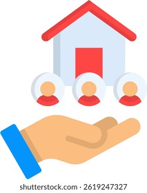 Ilustración vectorial plana del icono de la Asistencia del refugio