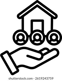 Ilustración vectorial de contorno de icono de Asistencia de refugio