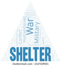 Shelter word cloud. Vector made with the text only.