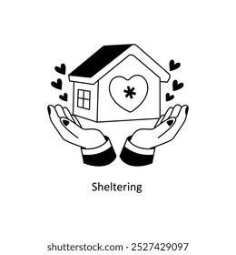 Conceptos de refugio esbozar ilustraciones de estilo ilustración de stock