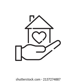 Sheltering Vector Outline Icon design illustration. EPS 10 File on White background