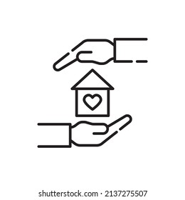 Sheltering Vector Outline Icon Design Illustration. EPS10-Datei auf weißem Hintergrund