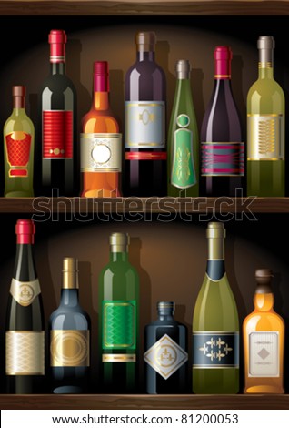 Shelves with alcohol