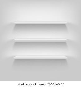 Shelves attached to the wall. Vector, white background, eps10
