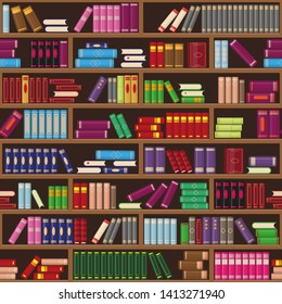 Shelves with books. Seamless pattern. Education or bookstore concept.
