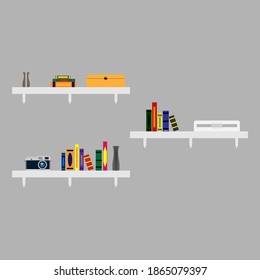 Estantes con libros de estilo plano