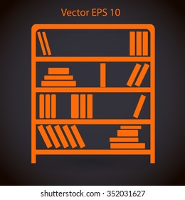 shelves with books vector illustration