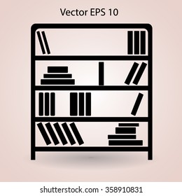 shelves with books vector illustration