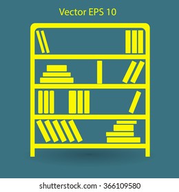 shelves with books vector illustration