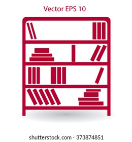 shelves with books vector illustration