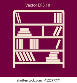 shelves with books vector illustration
