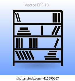 shelves with books vector illustration