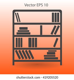 shelves with books vector illustration