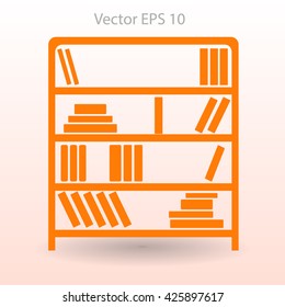 shelves with books vector illustration