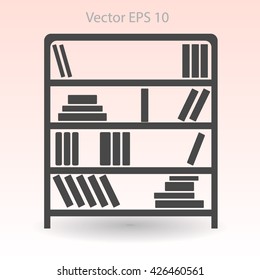 shelves with books vector illustration