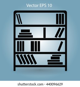 shelves with books vector illustration