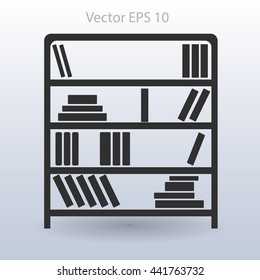 shelves with books vector illustration