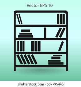 shelves with books vector illustration