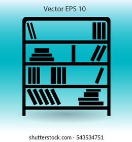 shelves with books vector illustration
