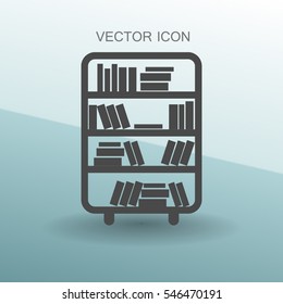shelves with books vector illustration