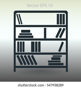 shelves with books vector illustration