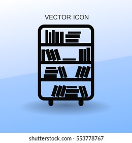 shelves with books vector illustration