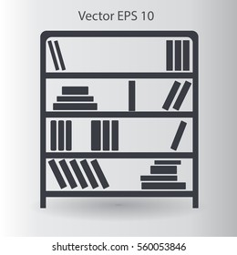 shelves with books vector illustration