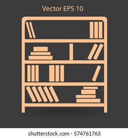 shelves with books vector illustration