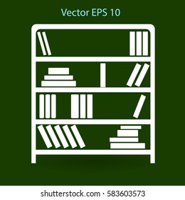 shelves with books vector illustration