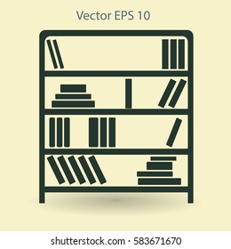 shelves with books vector illustration