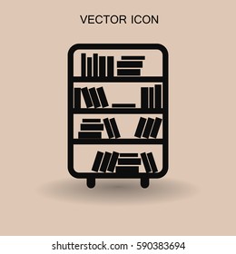 shelves with books vector illustration