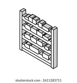 shelves cheese production isometric icon vector. shelves cheese production sign. isolated symbol illustration