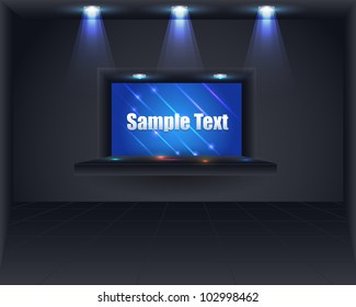 Shelves Dark Show Screen Room Vector Design