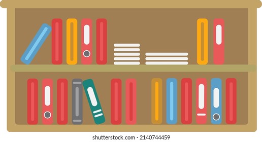 Shelves with document folders. Paper archive cabinet