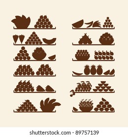Shelves with fruits for your design