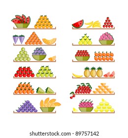 Shelves with fruits for your design