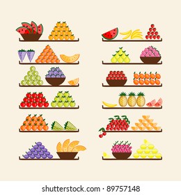 Shelves with fruits for your design