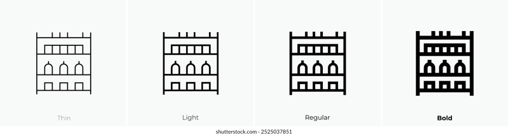 Regalsymbol. Dünnes, helles Design im regulären und kühlen Stil, einzeln auf weißem Hintergrund