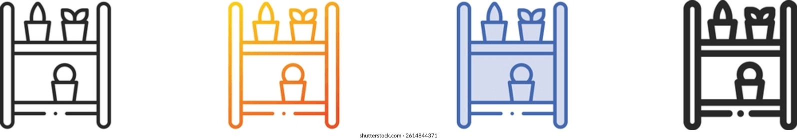 shelves icon.Thin Linear, Gradient, Blue Stroke and bold Style Design Isolated On White Background