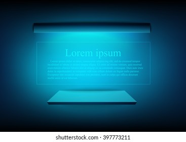 Shelves with light and shadow.Blue background